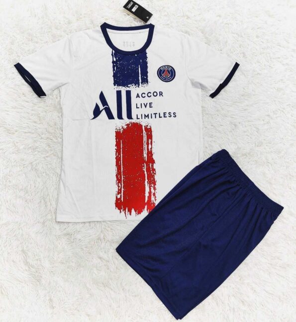 Bộ quần áo bóng đá CLB PSG - Paris Saint-Germain all accor live limtles trắng logo thêu