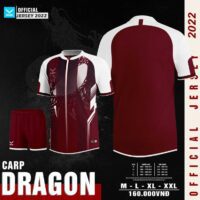 Bộ quần áo bóng đá thiết kế sỉ nidu giá rẻ hàng dệt kim mã dragon màu đỏ đậm