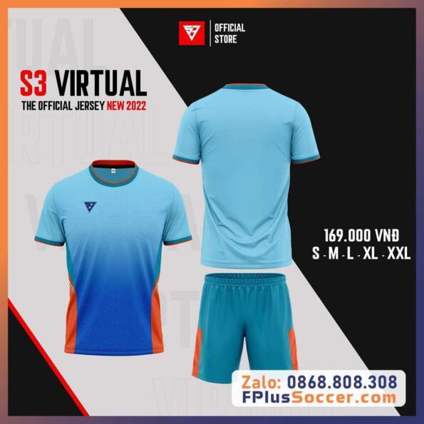 Bộ quần áo thể thao đá bóng s3 virtual the official jersey new 2022 chính hãng giá rẻ màu xanh