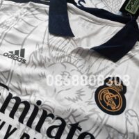 Bộ quần áo đá banh clb bóng đá Real Madrid MFC trắng logo thêu in hình rồng dragon jersey