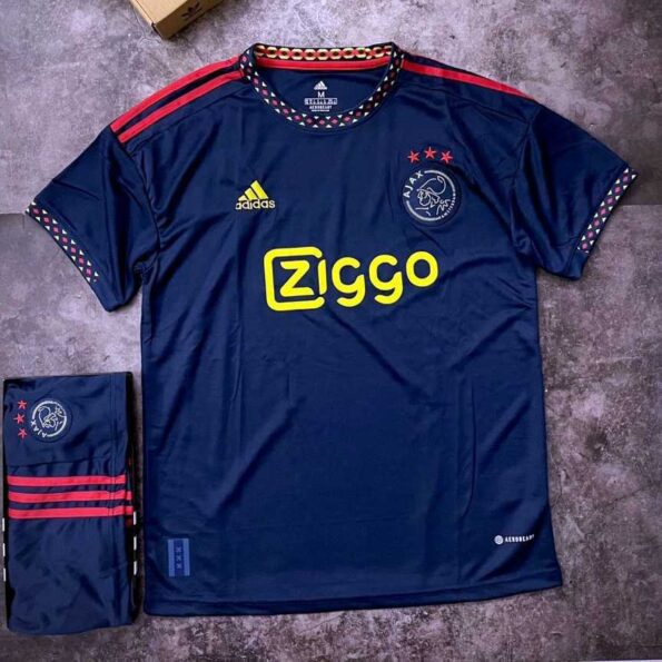 Bộ quần áo đá bóng clb ajax ziggo zggo 2023 sân khách màu tím than logo thêu spf thái