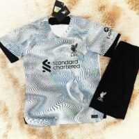 Bộ quần áo thể thao bóng đá Liver Liverpool nike 2023 away sân khách màu trắng vằn mùa 22 23 1