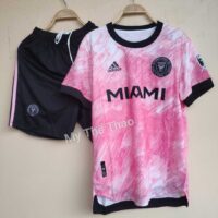 Bộ sưu tập quần áo thể thao bóng đá MIAMI màu hồng xanh ngọc biển vàng đồng đen vải gai thái logo thêu