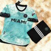 Bộ sưu tập quần áo thể thao bóng đá MIAMI màu hồng xanh ngọc biển vàng đồng đen vải gai thái logo thêu