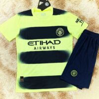 Bộ quần áo đá bóng clb mc manchester man city 2023 mẫu thứ 3 xanh chuối hoạ tiết đen logo thêu gai thái cao cấp 1