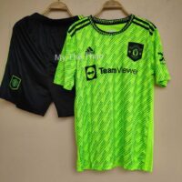 Bộ quần áo mu manchester united 2023 third kit mẫu thứ 3 màu xanh green lá vàng xanh nõn chuốibgai thái cao cấp 1