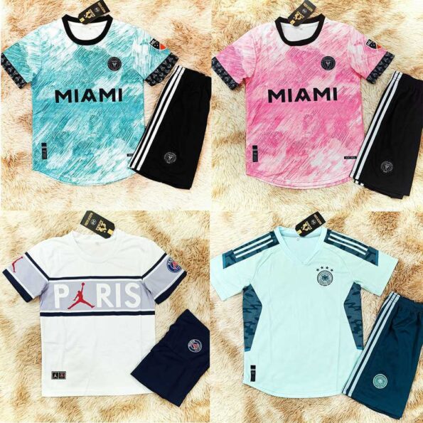 Bộ sưu tập quần áo đá bóng size nhỏ trẻ em mu miami arsenal liver psg real madrid đức pháp việt mới nhất 2022 phiên bản chất mè thái logo áo in và quần thêu