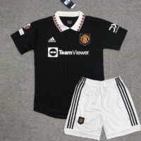 Bộ quần áo đá bóng clb MU Manchester United jersey 2022 2023 màu đen black có cổ bản đấu cúp C2 sẵn bage tay cao cấp