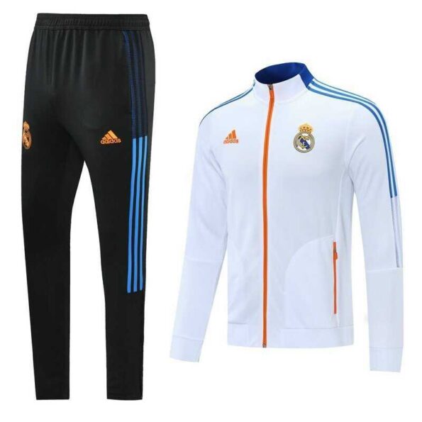 Bộ quần áo khoác nỉ thu đông clb real madrid vải dày logo thêu nhiều màu cao cấp trắng đen