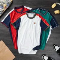 Bộ quần áo thể thao thời trang Tennis nike Dri-FIT AEROREABY cổ tròn logo đen đỏ trắng vải hoạ tiết kẻ sọc nhiều màu 1