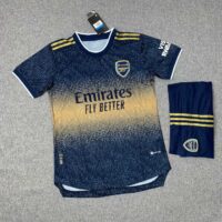 Bộ quần áo đá banh clb bóng đá Arsenal xanh vàng hoạ tiết chấm bi x o mới vải gai mịn thái logo thêu 1