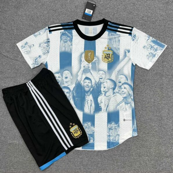 Bộ quần áo đá banh đội tuyển bóng đá Argentina 3 sao bản kỷ niệm in hình cầu thủ vô địch world cup 2022 1