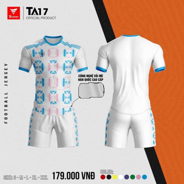 Bộ quần áo thể thao bóng đá chính hãng TA Sport TA17 Official vải mè hàn quốc nhiều màu trắng