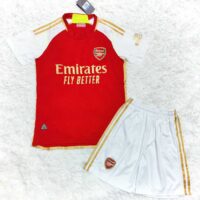 Bộ quần áo đá banh clb bóng đá Arsenal sân nhà đỏ vàng quần trắng mùa 23 24 năm 2023 2024 1