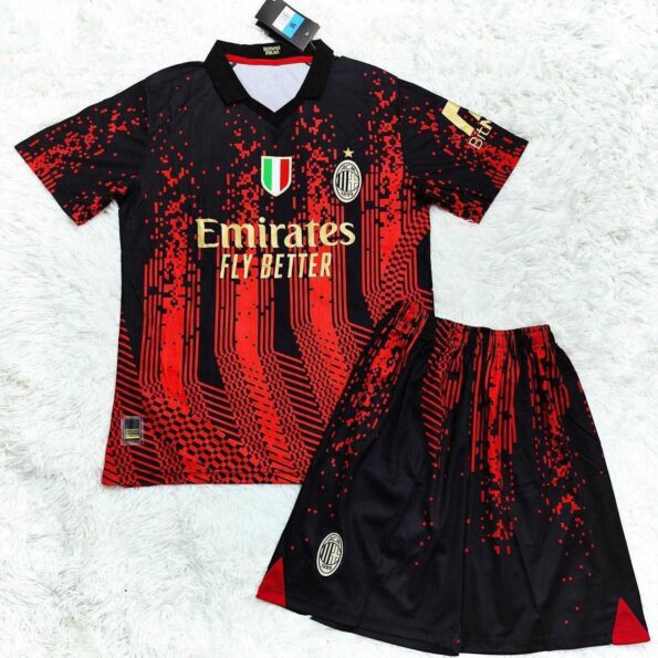 Bộ quần áo bóng đá ACM AC Milan mới mùa 23 24 năm 2023 2024 sân nhà khách đỏ đen vàng