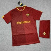 Bộ quần áo đá banh câu lạc bộ bóng đá as roma digitalbits màu đỏ chi tiết vàng vải spf thái logo thêu 2