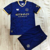 Bộ quần áo đá banh clb bóng đá mc manchester man city bản fan chào mừng tết nguyên đán 2023 xanh than cổ tròn 1