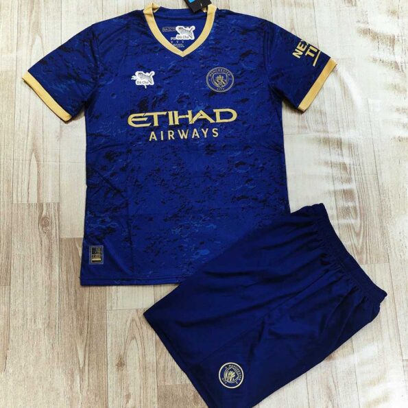 Bộ quần áo đá banh clb bóng đá mc manchester man city bản fan chào mừng tết nguyên đán 2023 xanh than cổ tròn 1