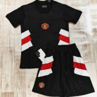 Bộ quần áo đá bóng clb MU Manchester United màu đen bản đấu icon logo thêu quần có túi vải thái mịn 1