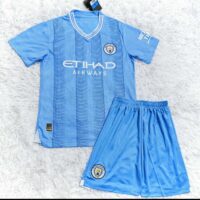 Bộ quần áo mc manchester man city mẫu mùa 23 24 năm 2023 2024 màu xanh sân nhà logo thêu