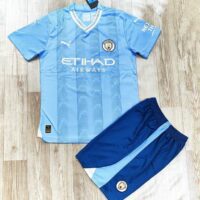 Bộ quần áo mc manchester man city mẫu mùa 23 24 năm 2023 2024 màu xanh sân nhà logo thêu