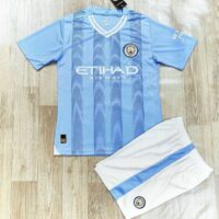 Bộ quần áo mc manchester man city mẫu mùa 23 24 năm 2023 2024 màu xanh sân nhà logo thêu