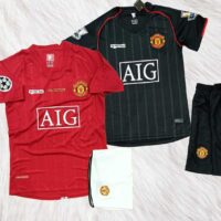 Bộ quần áo đá banh clb bóng đá manchester united mu manutd aig mùa 2007 2008 màu đen đỏ 1