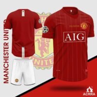 Bộ quần áo đá banh clb bóng đá manchester united mu manutd aig mùa 2007 2008 màu đen đỏ 1