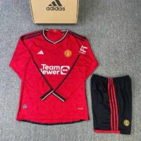 Bộ quần áo bóng đá manchester united mu dài tay sân nhà đỏ 23 24 logo thêu năm 2023 2024 tay dài 1