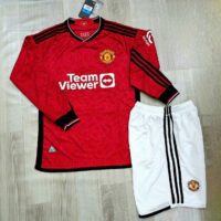 Bộ quần áo bóng đá manchester united mu dài tay sân nhà đỏ 23 24 logo thêu năm 2023 2024 tay dài 1