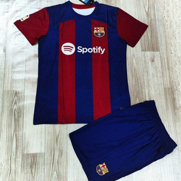 Bộ quần áo đá banh clb bóng đá Barcelona Barca 23/24 sân nhà đỏ xanh năm 2023 2024 vải thái logo thêu