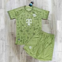 Bộ quần áo đá banh clb bóng đá bayern munich 1923 1954 xanh vàng lá nhạt logo thêu vải gai mịn thái 1