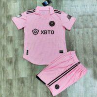 Bộ quần áo đá banh polo clb bóng đá MIAMI XBTO Messi màu hồng 2023 2024 có cổ bẻ logo adias thêu