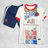 Bộ quần áo bóng đá PSG Paris Saint-Germain 23 24 màu trắng phiên bản đặc biệt kẻ hoa ô vuông mùa 2023 2024