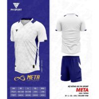 Bộ quần áo bóng đá phủi thiết kế áo đá banh Meta chính hãng PH-Sport nhiều màu trắng