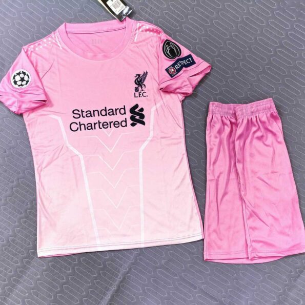 Bộ quần áo đá banh clb bóng đá Liver l.f.c liverpool màu hồng vải thun thái lạnh