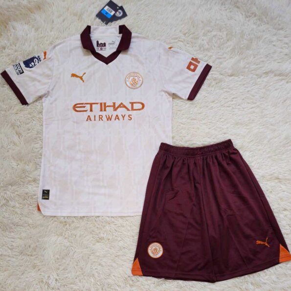 Bộ quần áo đá bóng MC Manchester man city 23 24 away sân khách trắng đỏ năm 2023 2024