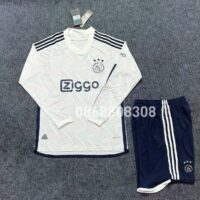 Áo bóng đá Ziggo Ajax Amsterdam 23 24 Away Jersey sân khách trắng dài tay logo thêu năm 2023 2024 tay dài mặt trước