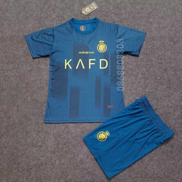 Bộ quần áo AL Nassr KAFD 23/24 Away Kit sân khách năm 2023 màu xanh vải thun thái lạnh Accra tím than navy