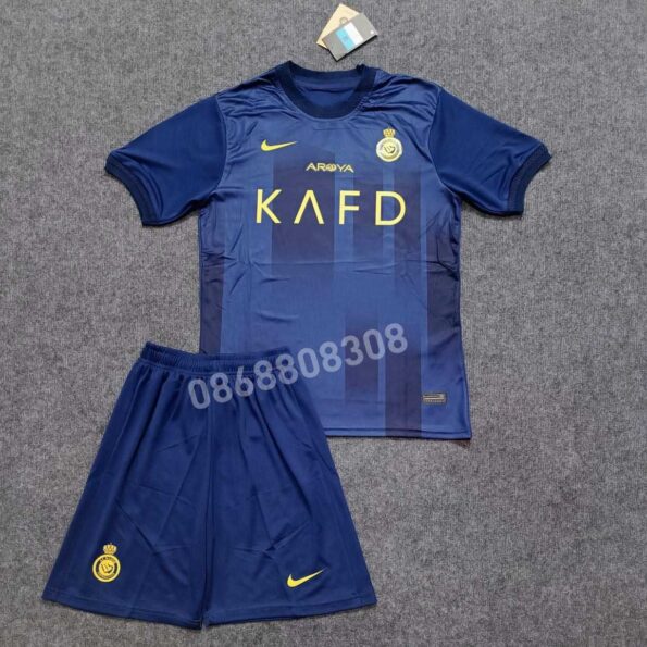 Bộ quần áo đá banh clb bóng đá AL Nassr KAFD 23/24 Away Kit sân khách năm 2023 màu xanh tím than navy