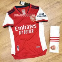 Bộ quần áo đá banh clb bóng đá Ars Arsenal 21 22 màu đỏ sân nhà năm 2021 2022 logo thêu vải gai mịn thái không cổ tam giác 1