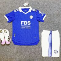 Bộ quần áo đá banh clb bóng đá leicester city 2324 sân nhà màu xanh mới mùa 2023 2024 logo thêu vải thái 1