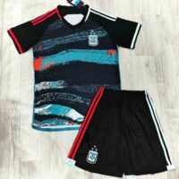 Bộ quần áo đá banh đội tuyển bóng đá Argentina away sân khách world cup nữ 2023 màu loang đen xanh đỏ logo thêu 1