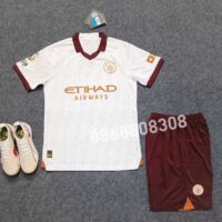 Bộ quần áo đá bóng MC Manchester man city 23 24 away sân khách trắng đỏ năm 2023 2024
