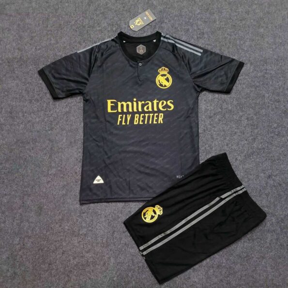 Bộ quần áo đá bóng Real Madrid MFC đen thun thái lạnh logo in mới 23/24 năm 2023 2024