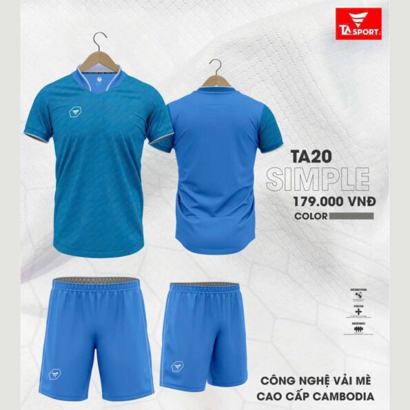 Bộ quần áo thể thao bóng đá chính hãng TA Sport TA20 Simple vải mè Diamon Cambodia hàn