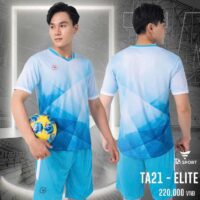 Bộ quần áo thể thao bóng đá chính hãng TA Sport TA21 Elite Official vải mè Cambodia nhiều màu xanh biển