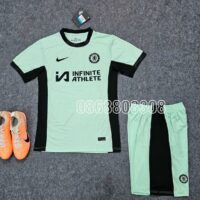 Bộ quần áo bóng đá Chelsea 23 24 Third xanh ngọc mẫu sân thứ 3 năm 2023 2024 logo thêu vải spf thái mịn 1