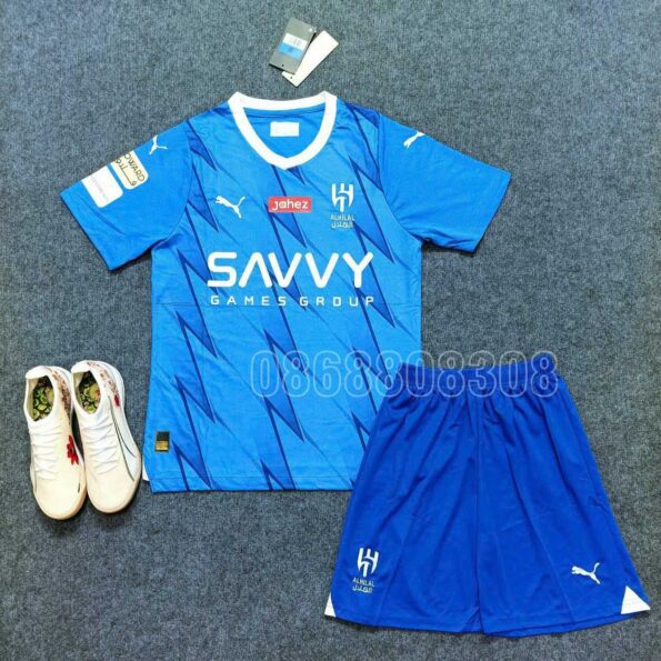 Bộ quần áo đá banh clb bóng đá 23/24 Al-Hilal Jahez SAVVY Neymar xanh trời Blue năm 2023 2024 mới