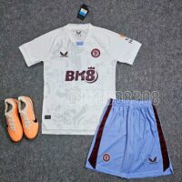 Bộ quần áo đá banh clb bóng đá Aston Villa Bk8 2324 Third trắng xám mẫu sân thứ 3 full logo thêu mới năm 2023 2024 mặt trước